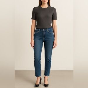 Armani Exchange Women’s Ribbed Knit Short Sleeve Top Gray Size L